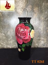 Lọ sơn mài vẽ 3D vò cao cổ