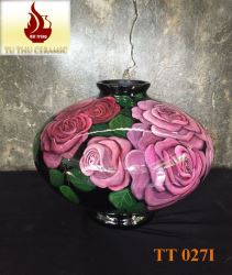 Lọ sơn mài vẽ 3D vò bẹt