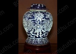 Đèn rồng hoa dáng chóe Xanh Coban